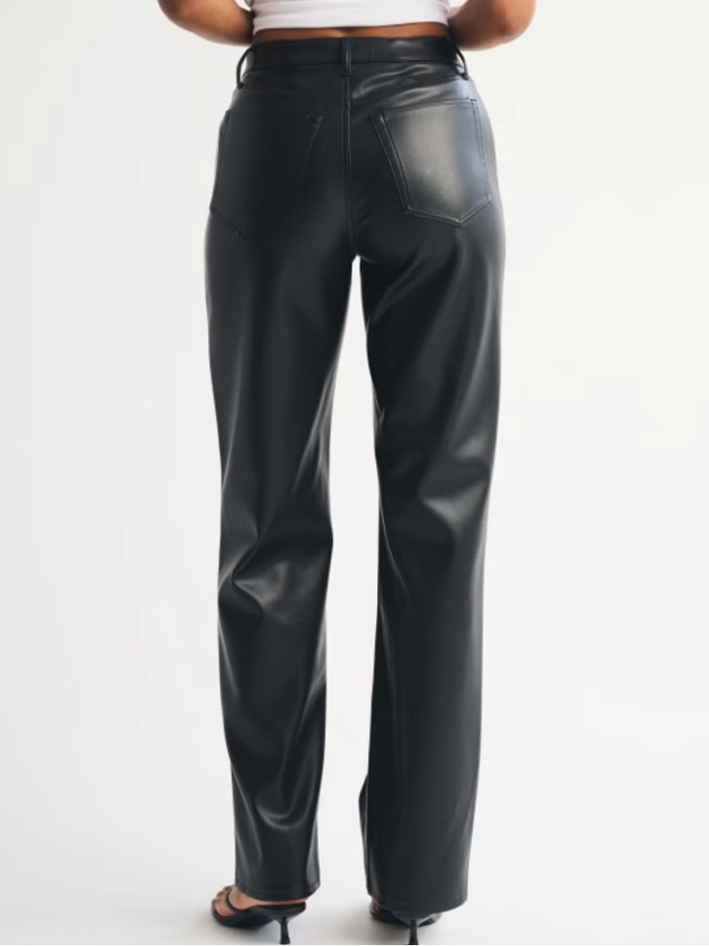 Aritzia Black Faux Leather Wide-Leg Pants